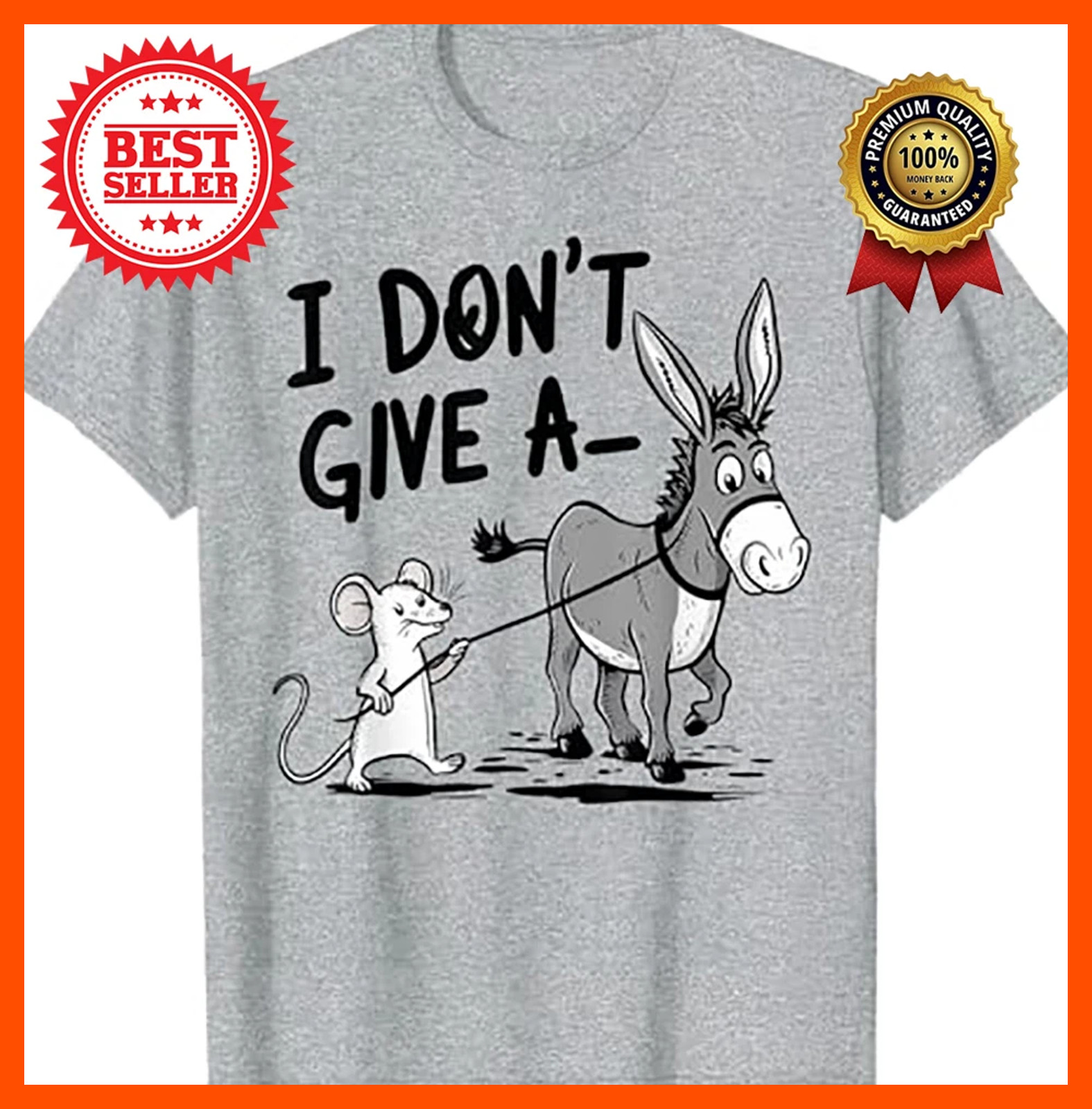 Funny Mouse Walking A Donkey I Don't Give Rats Ass T-Shirt gallery