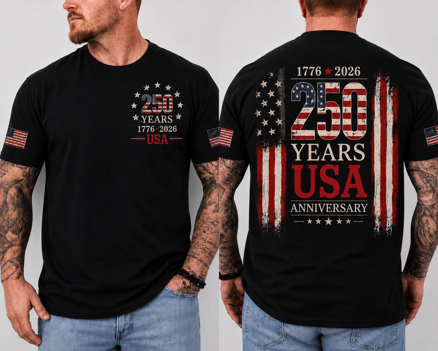 USA 250 Years Anniversary T-Shirt 1776-2026 Patriotic American Flag Tee Gift gallery