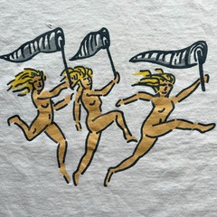 Vintage Obscure Three Muses Swatch Collectors Women Dancing Net T Shirt Watch XL