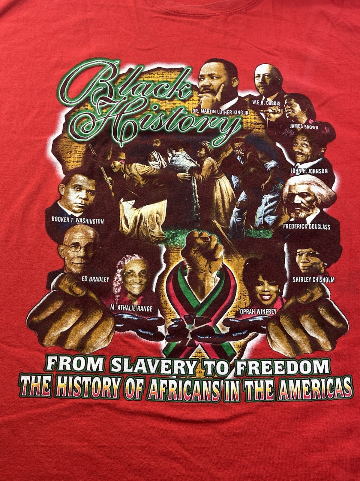 Black History “From Slavery to Freedom” Gildan 4XL Red T-Shirt Double Sided gallery