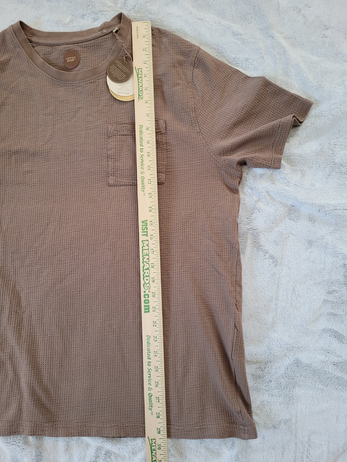 Common People Mens XL Seersucker GD Tee Brown Pocket Tshirt Cotton Minimalist gallery