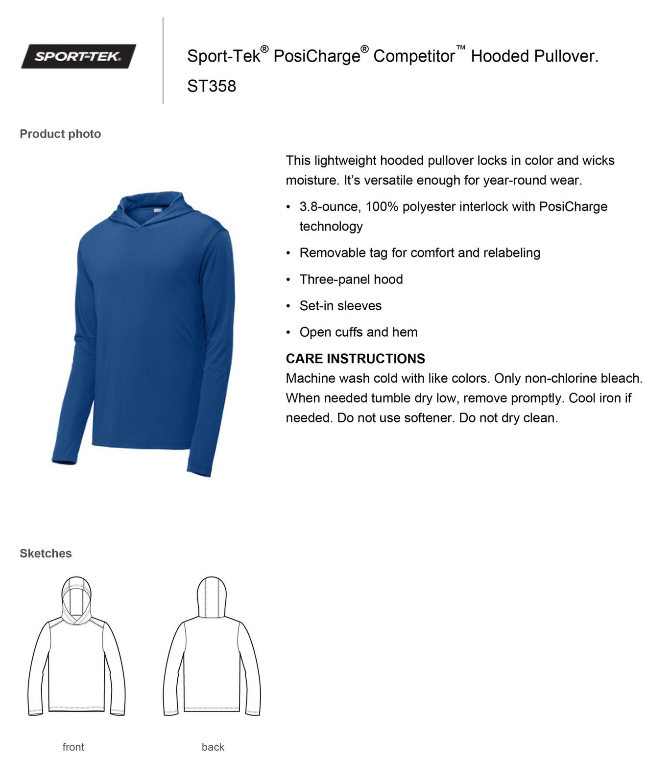 Sport-Tek Men's Competitor Three-panel Hooded Pullover ST358 gallery