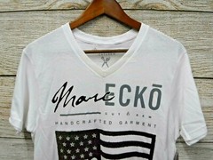 Shirt Marc Ecko Cut & Sew Mens Small Embellished Shiny Flag Slim T New Defect