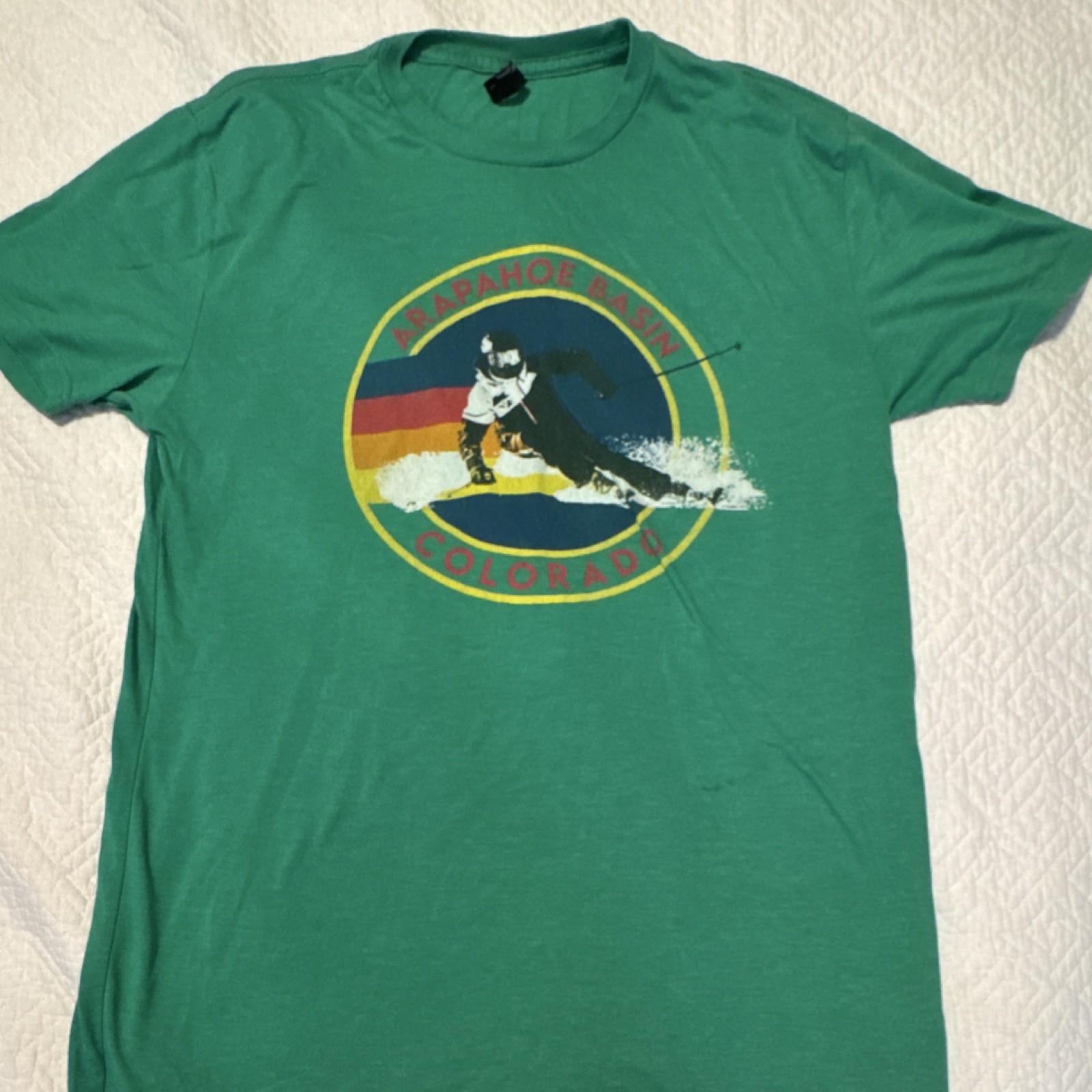 Teesstyles Sportswear Men L Green Short Sleeve Crew Neck Arapahoe Basin Tee