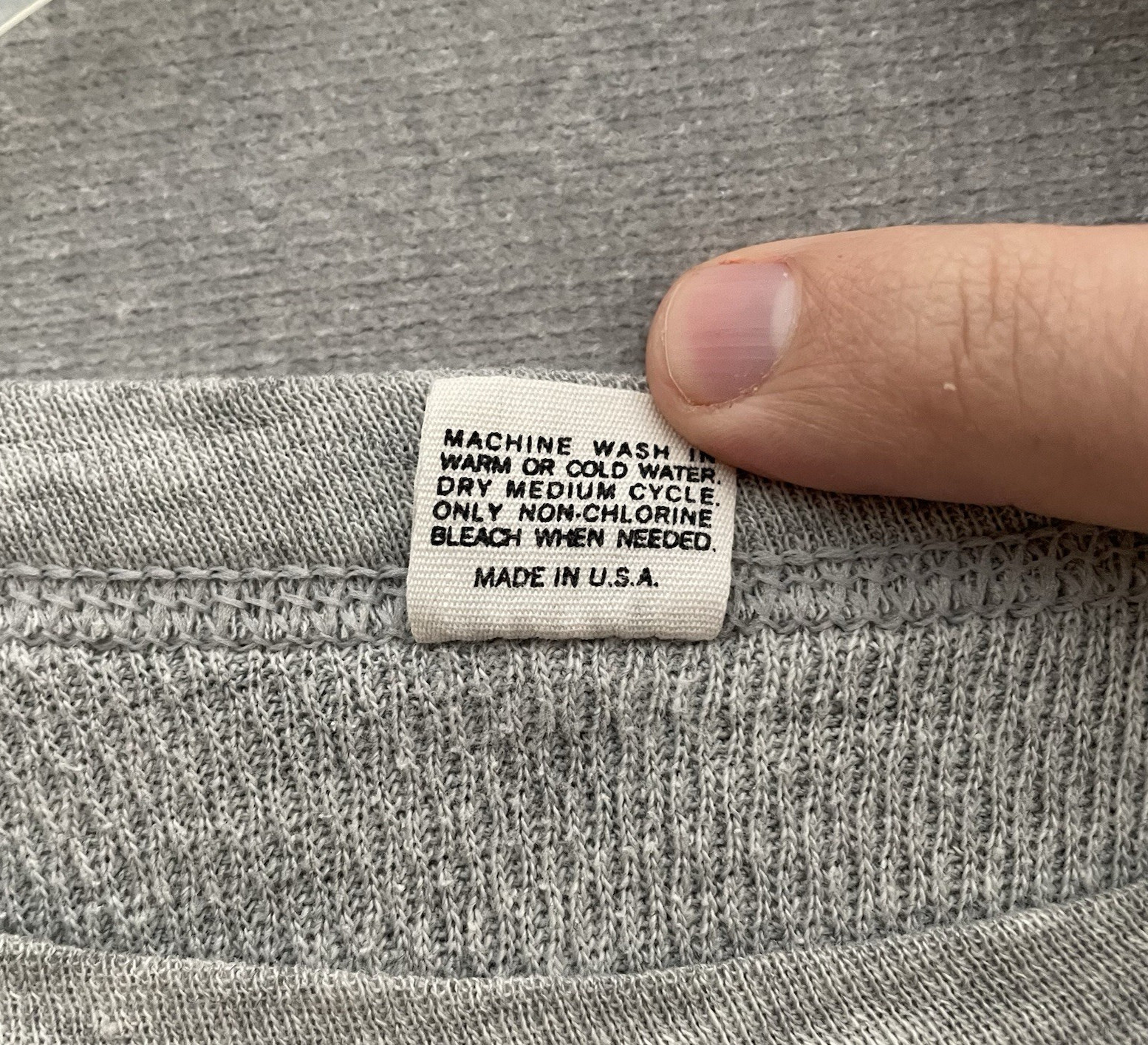 Vintage Hanes Thermal Waffle Knit Gray Crewneck Shirt Men's XL Made In USA 70's gallery