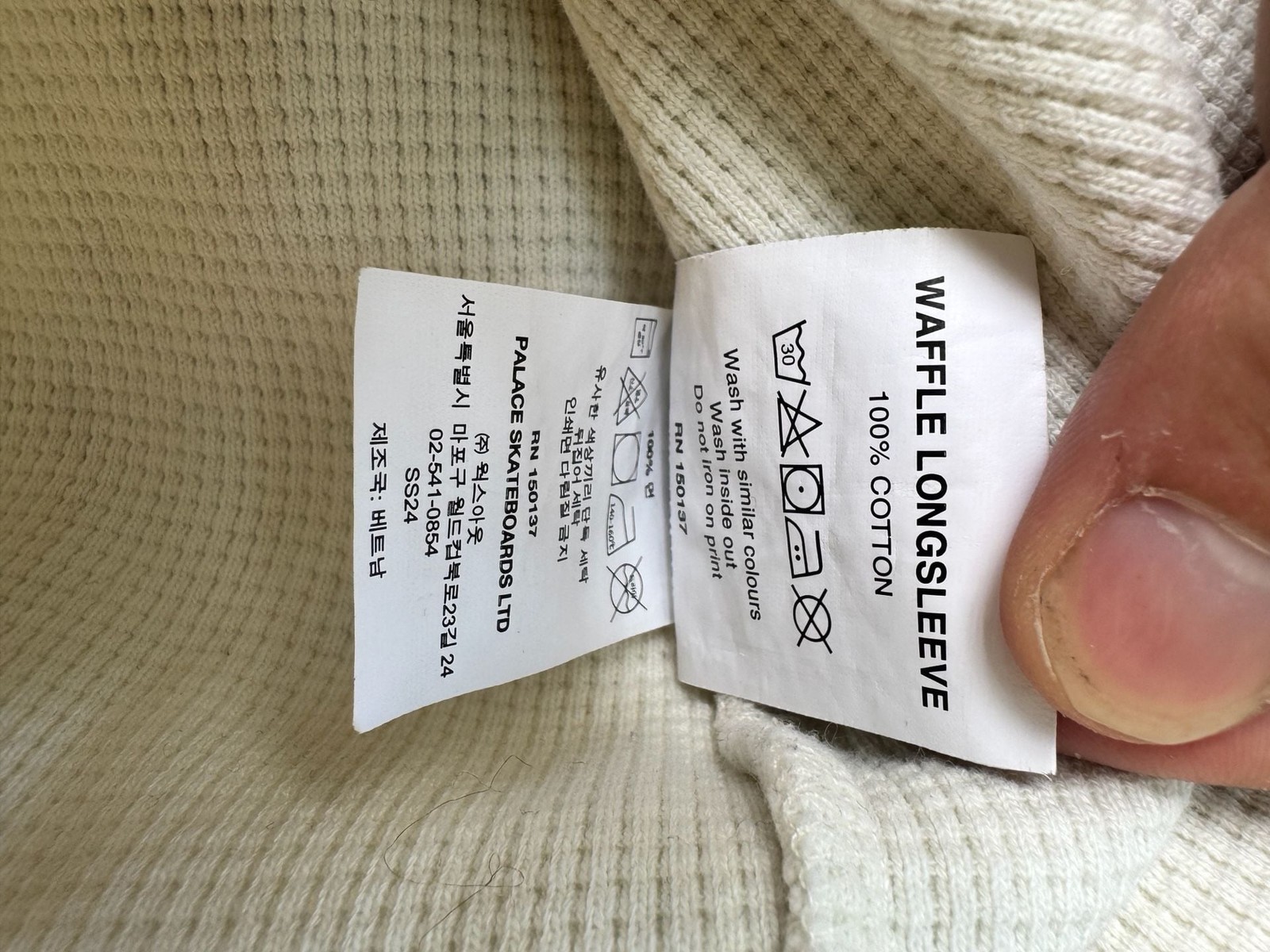 Palace Waffle Longsleeve Spellout Top Soft White/Burgundy gallery