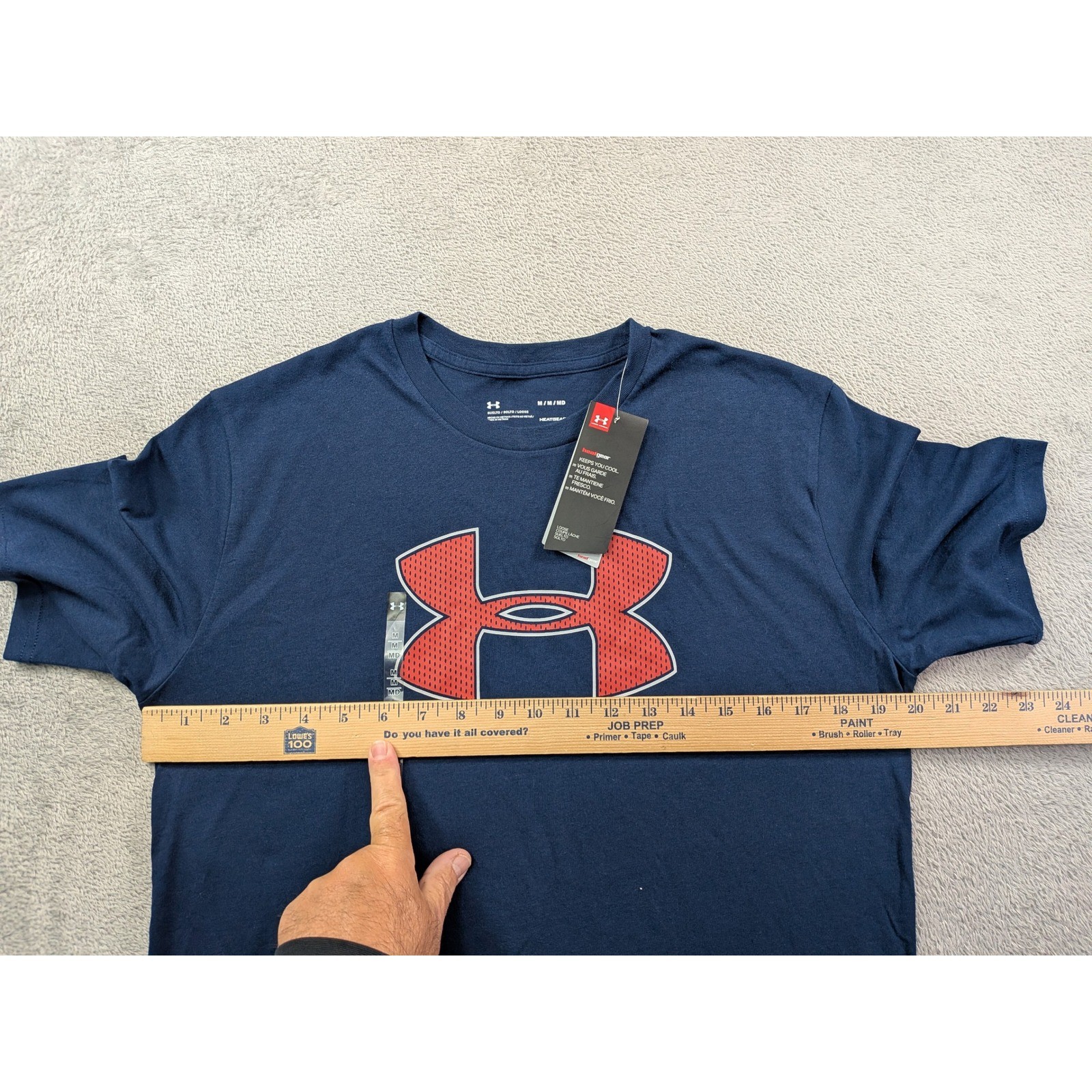 Under Armour Mens HeatGear Big Logo Graphic T-Shirt Navy Blue Red 1329583 Medium gallery
