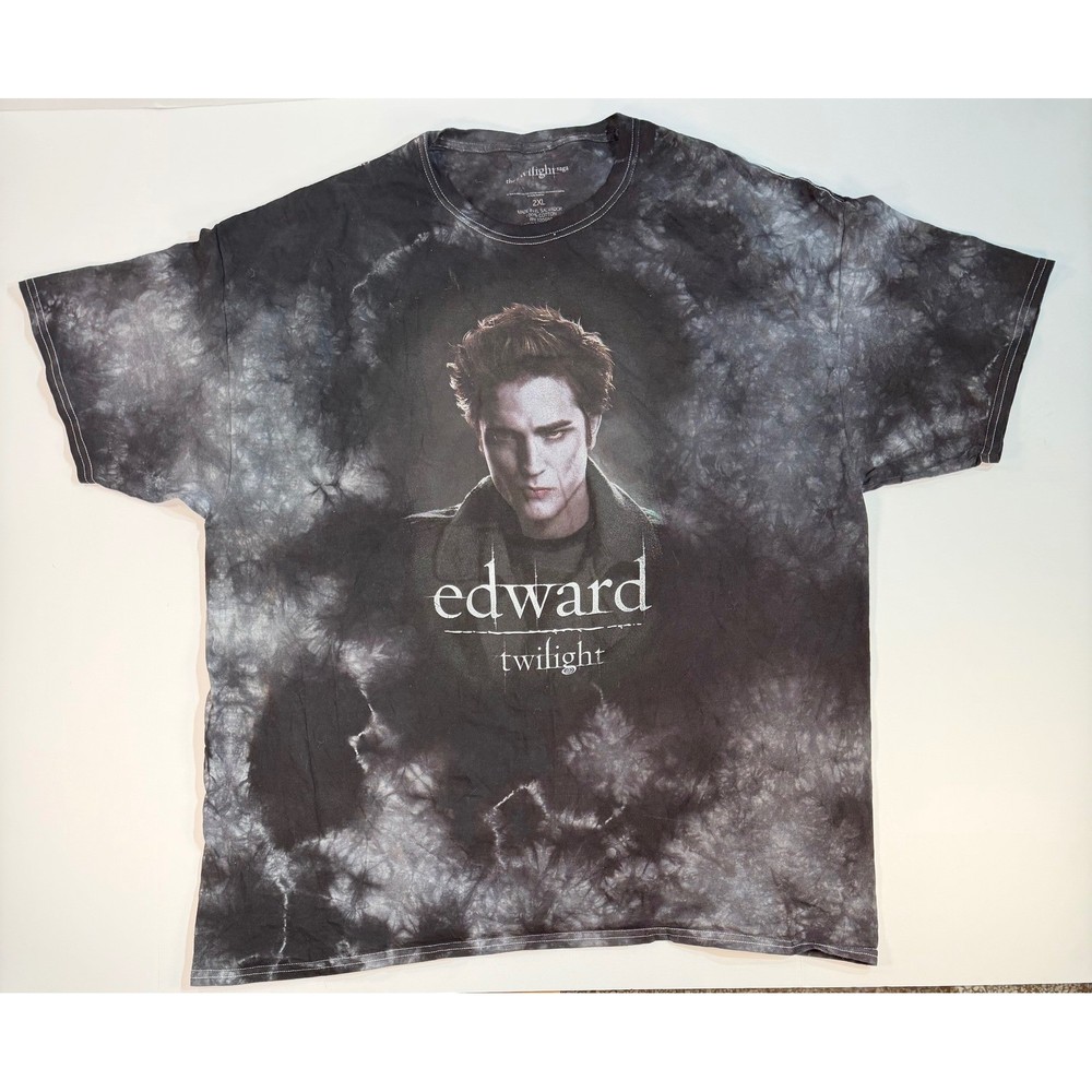 The Twilight Saga Edward Cullen Tie Dye Graphic T-Shirt Mens 2XL Black Grey 2022