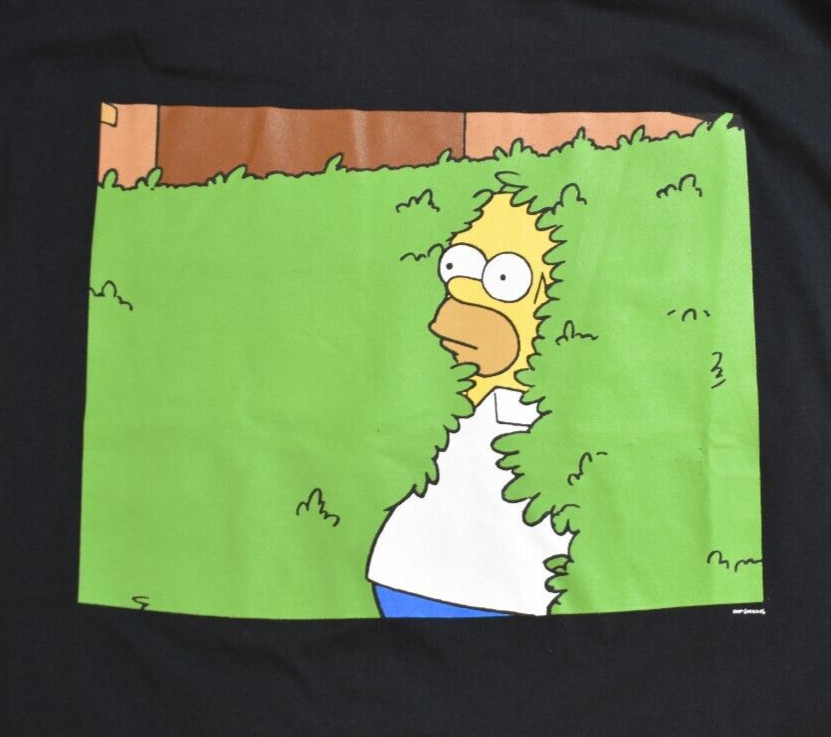 The Simpsons Mens Homer Simpson Emerging From A Bush Black Shirt New S-2XL gallery