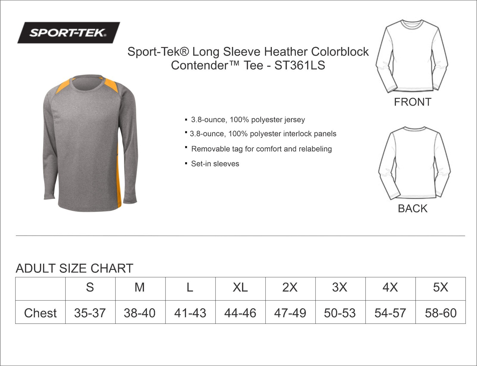 Sport-Tek® Long Sleeve Heather Colorblock Contender™ Tee - ST361LS gallery