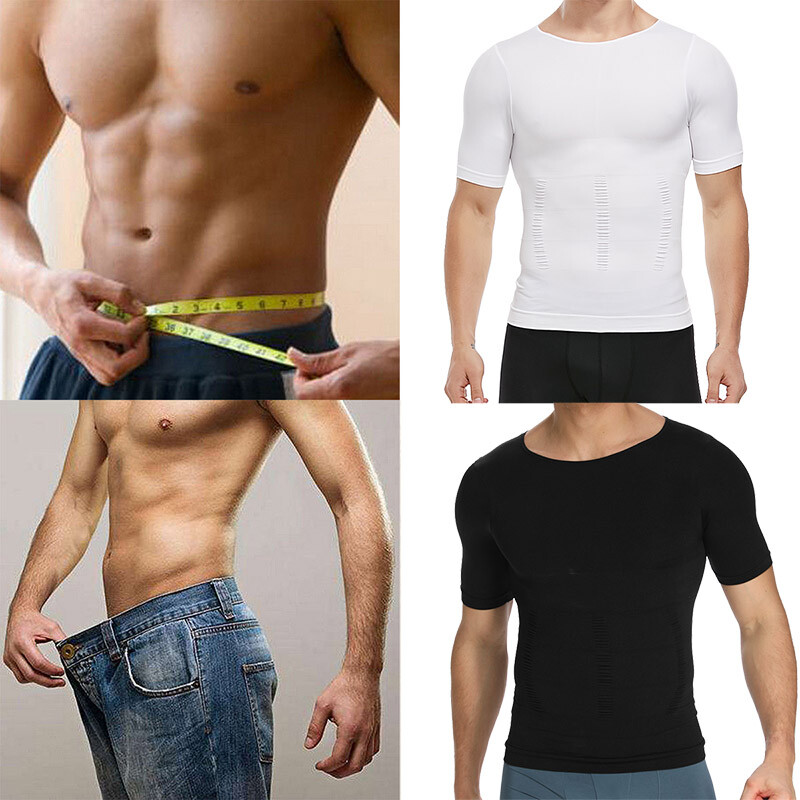 Men Body Slimming Tummy Shaper Underwear shapewear Waist Girdle T-Shirt Vest US gallery