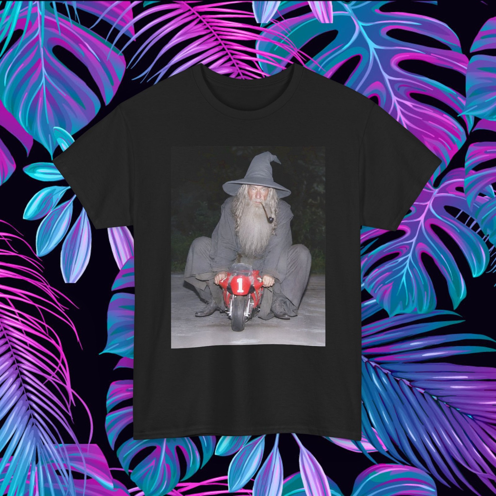 Gandalf Mini Bike Y2K Flash Photography Graphic Shirt LOTR lord of the rings