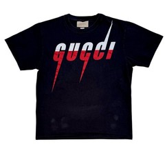 ⭕️ GUCCI LOGO GRAPHIC T-SHIRT BLACK RED WHITE MADE IN ITALY SIZE M