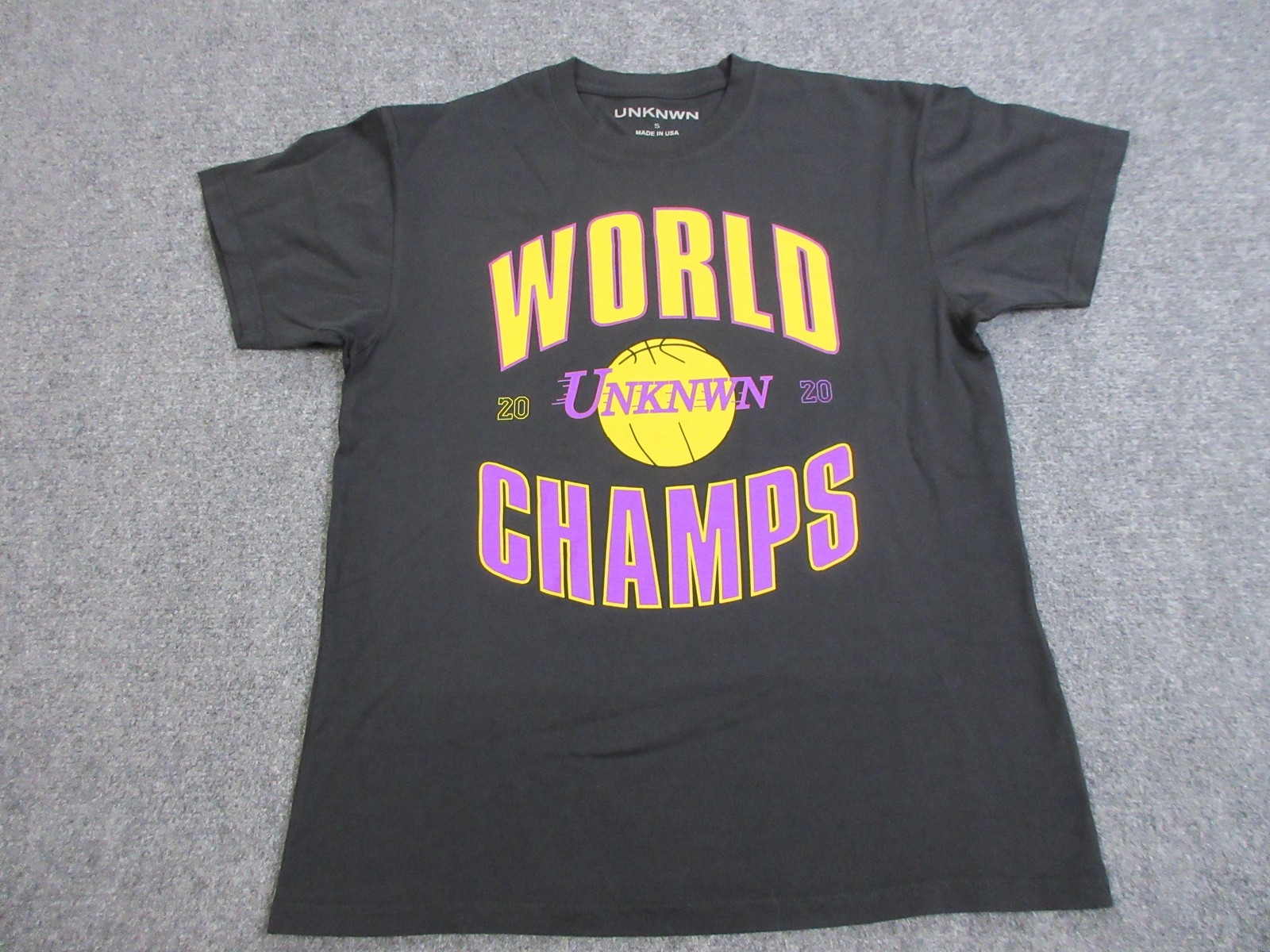 UNKNWN Shirt Mens Small Black World Champs Basketball Graphic Tee Made In USA gallery