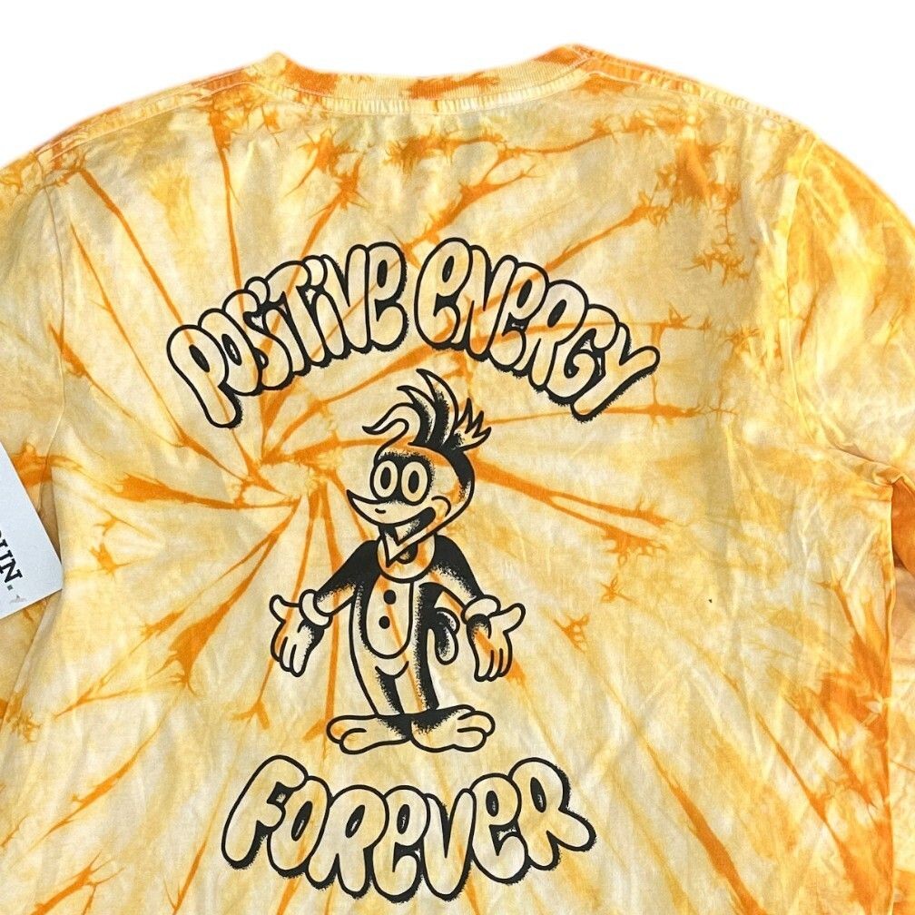 Pef Yellow Tie Dye T-Shirt Positive Energy Forever Graphic Y2K Retro Mens Medium gallery