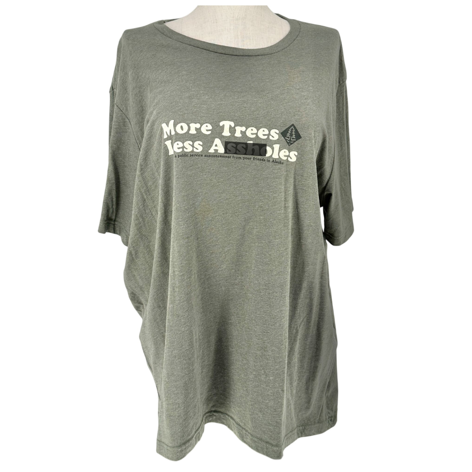 More Trees Less A**h0les Alaska Graphic Tee 3XL Green Cotton Blend Bella+Canvas