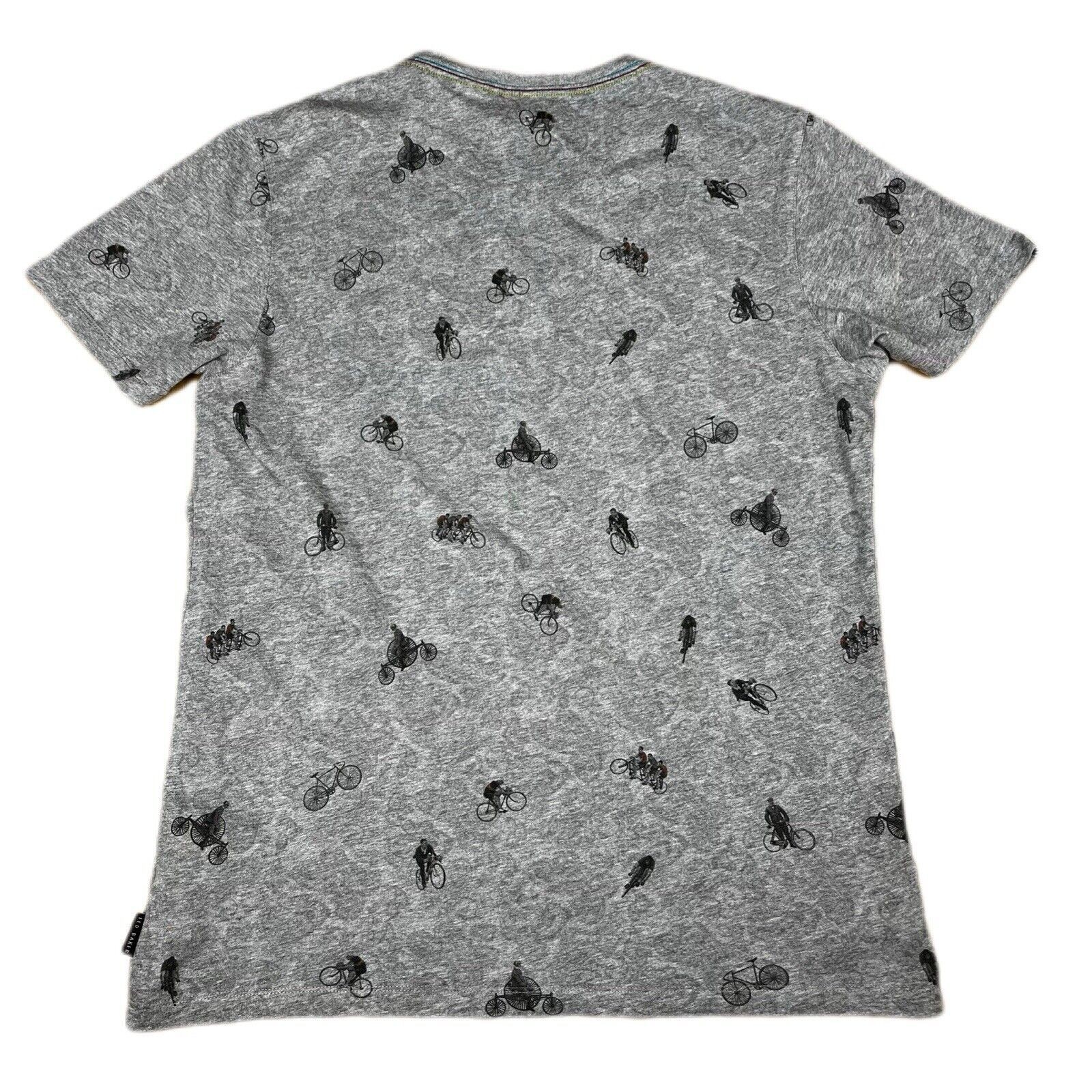 Ted Baker T-Shirt Men's 3 Grey Bicycle Short Sleeve Crew Neck Trendy Pullover gallery