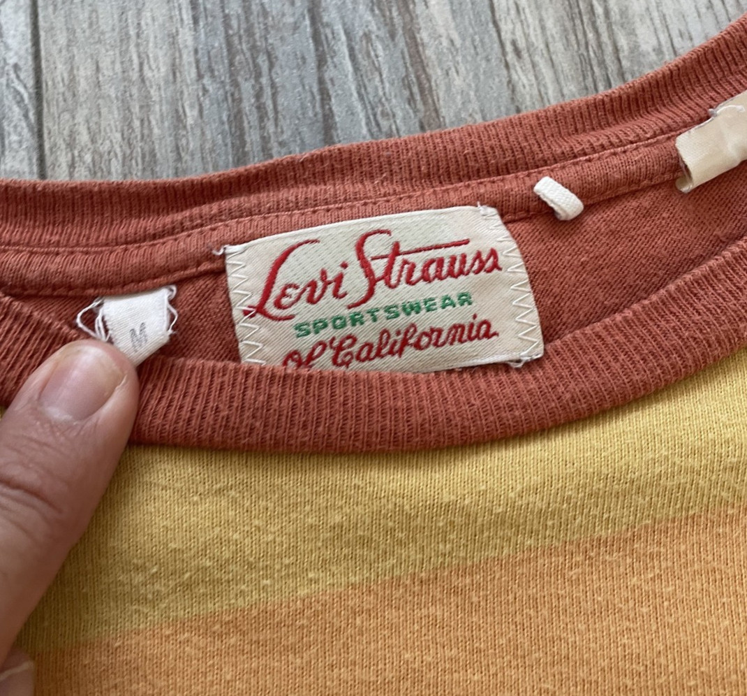 Levi's Vintage Clothing 1950s LVC Striped Sportswear T Shirt - Size M [p2p 21"] gallery