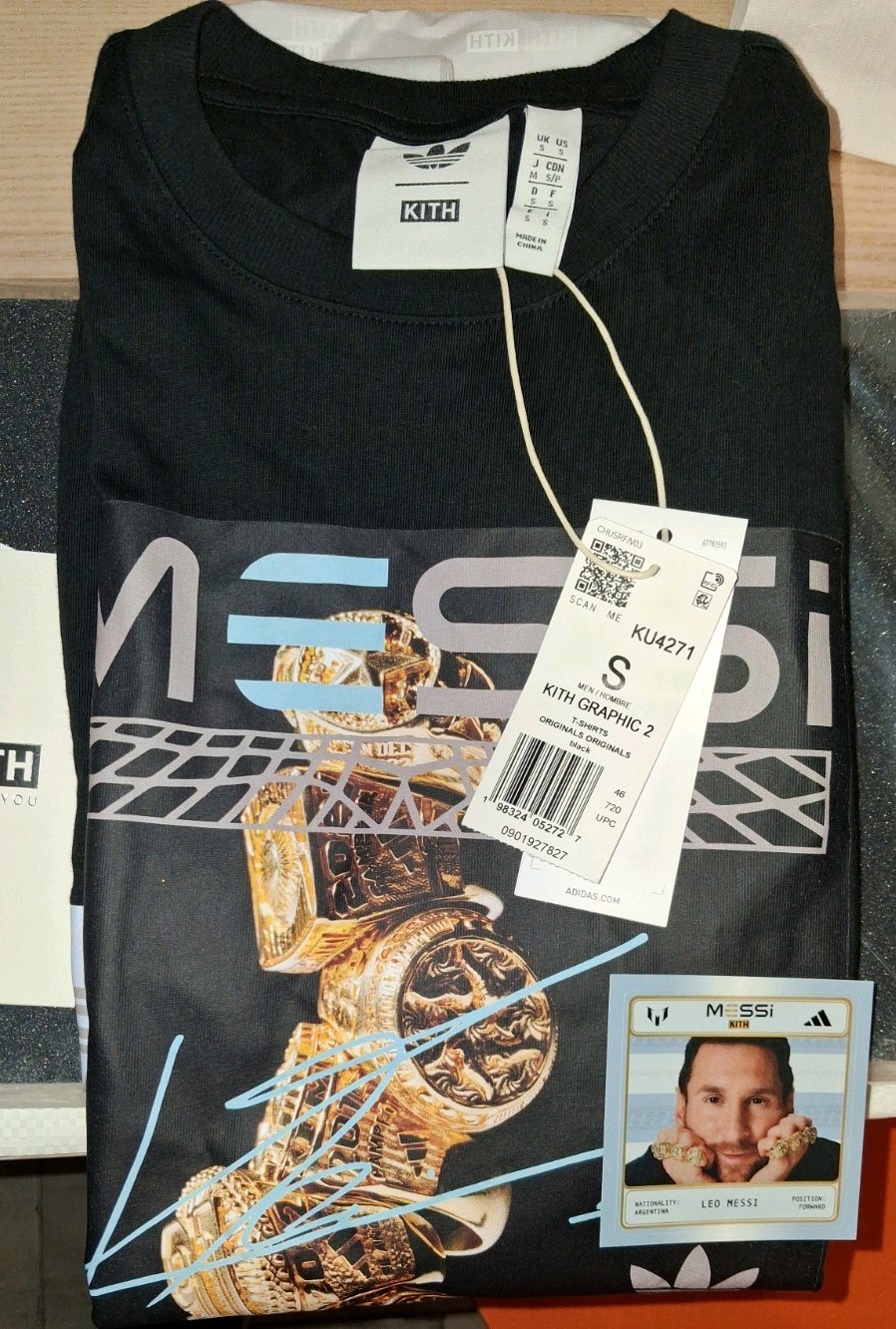 Kith & Messi For Adidas Football Graphic Tee + Sticker Sz Small Fast Shipping 🏆 gallery