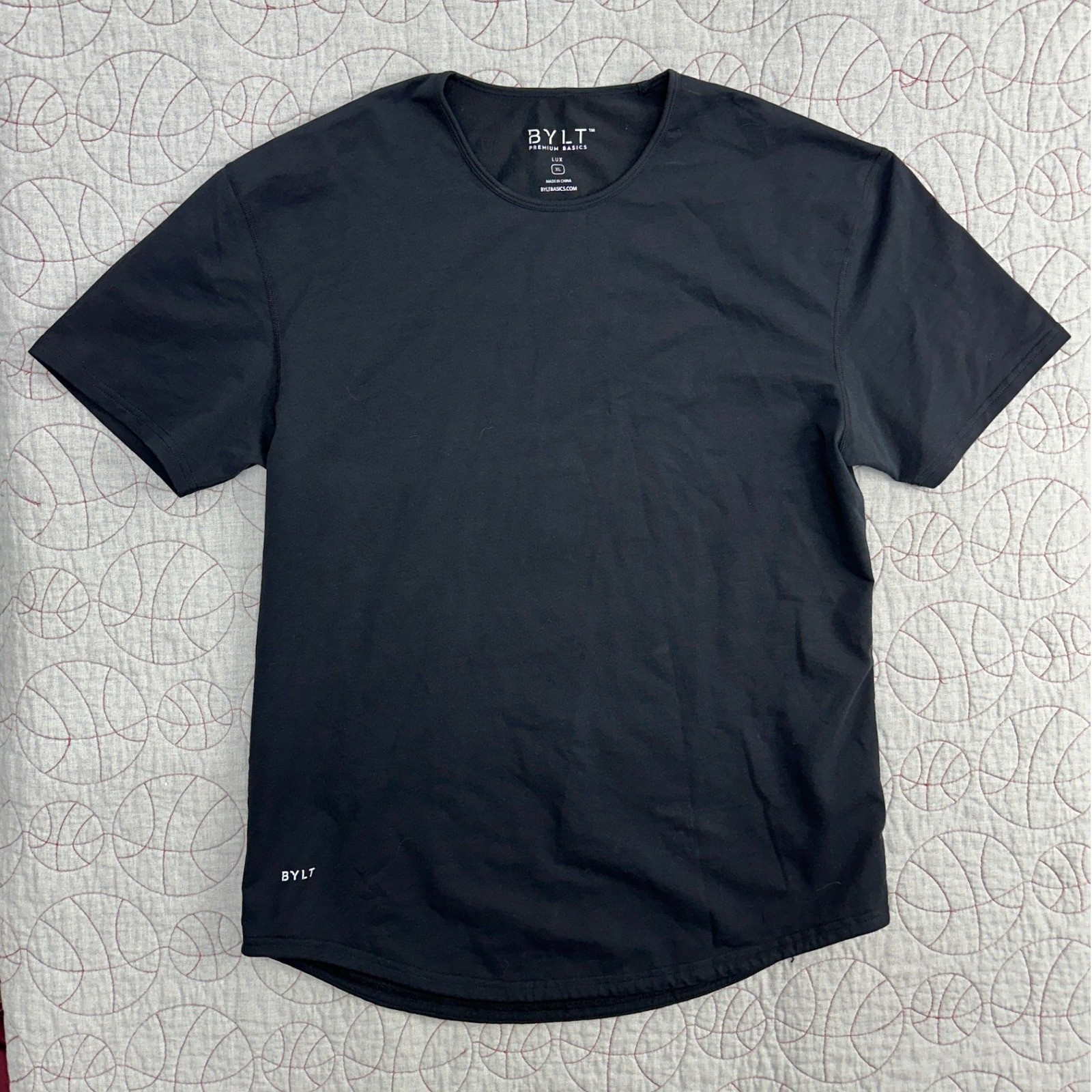 BYLT Lux Drop Cut T-Shirt Black Short Sleeve Curved Hem / Mens XL gallery