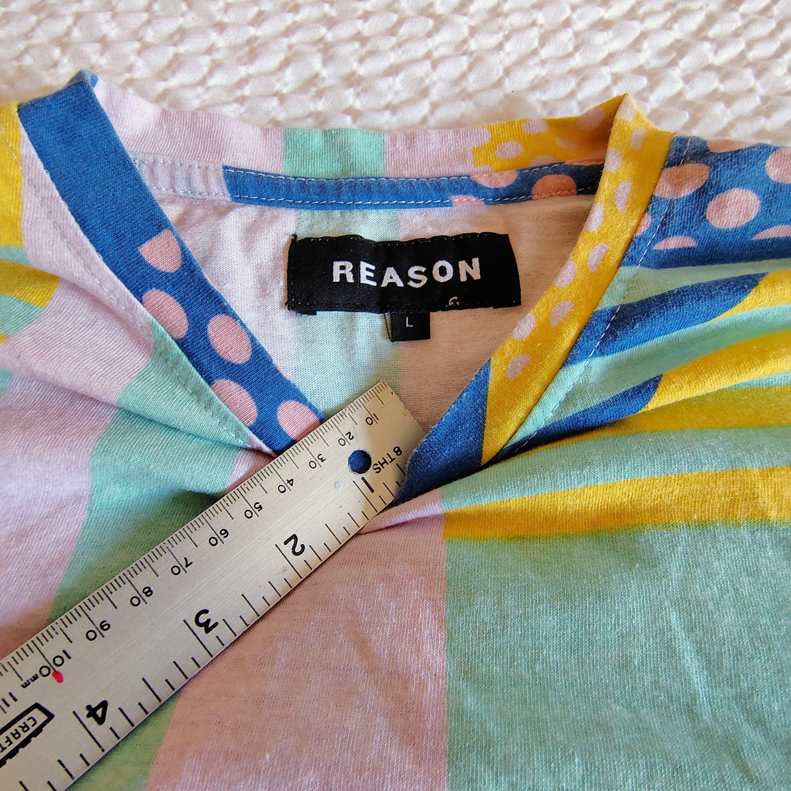 Reason Multi-Color Geometric Pattern T-Shirt Size Large gallery