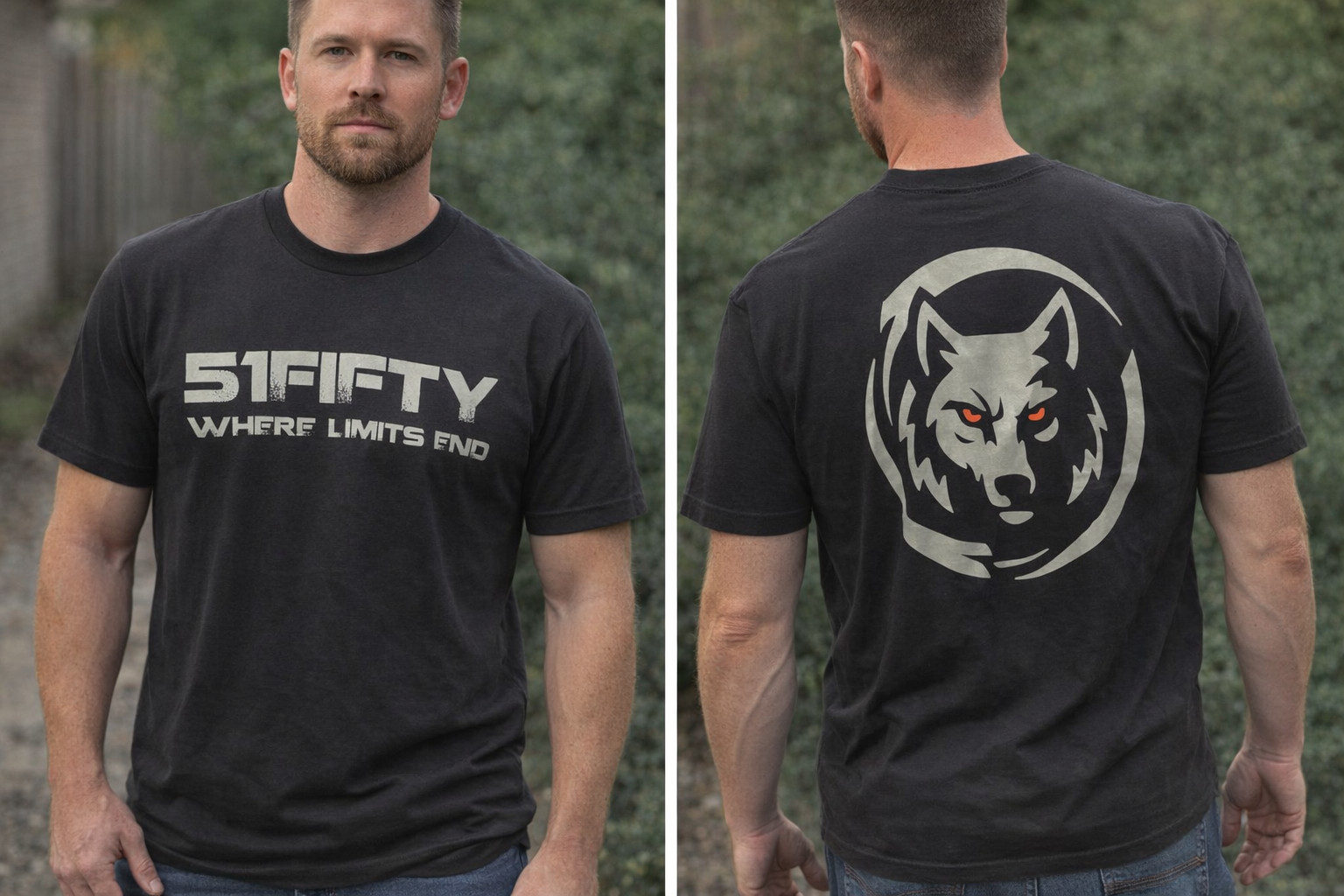 51FIFTY Wolf Logo Next Level 6210 Off-Road Truck Graphic T-Shirt Black Sz XL M2 gallery