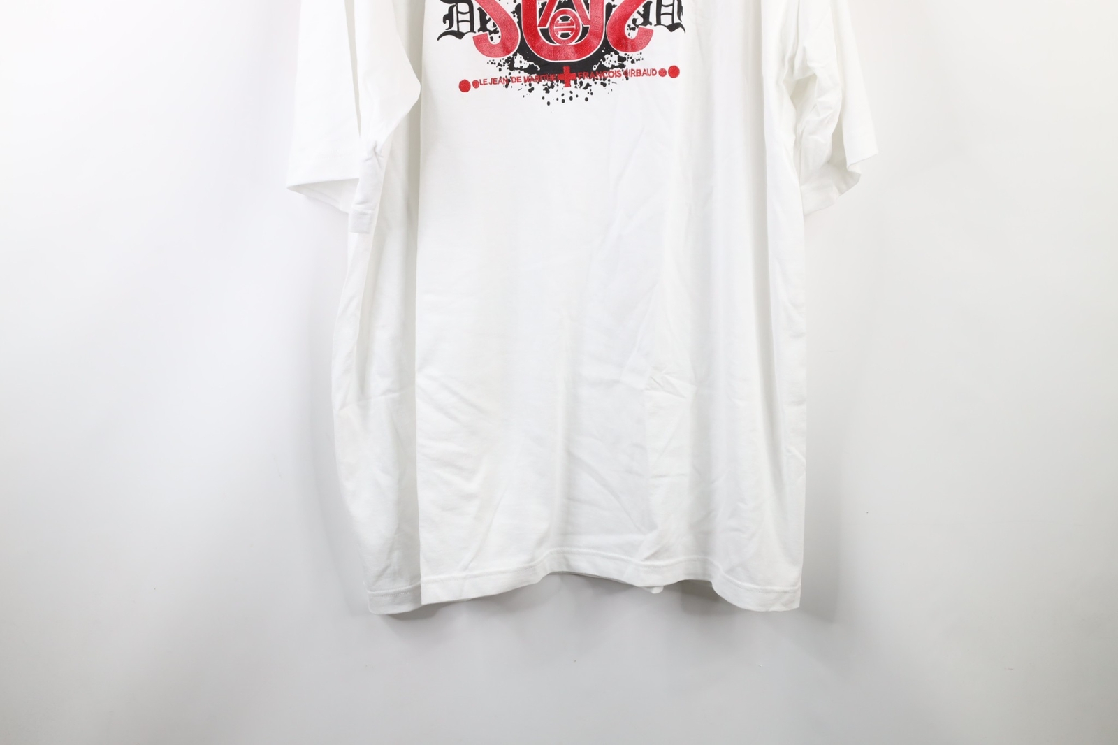NOS Vtg 90s Marithe Francois Girbaud Mens 3XL Baggy Spell Out Glitter T-Shirt gallery