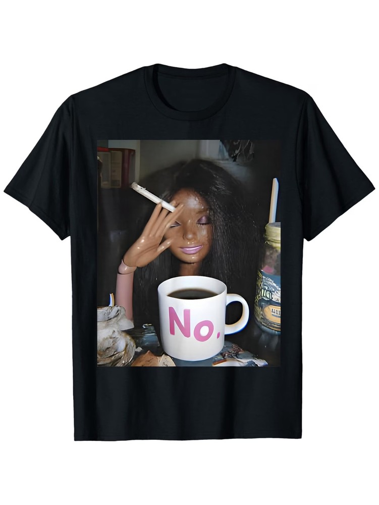 Distressed Doll Face Meme T-Shirt | Casual Loose Fit, Crew Neck, Slight Stretch