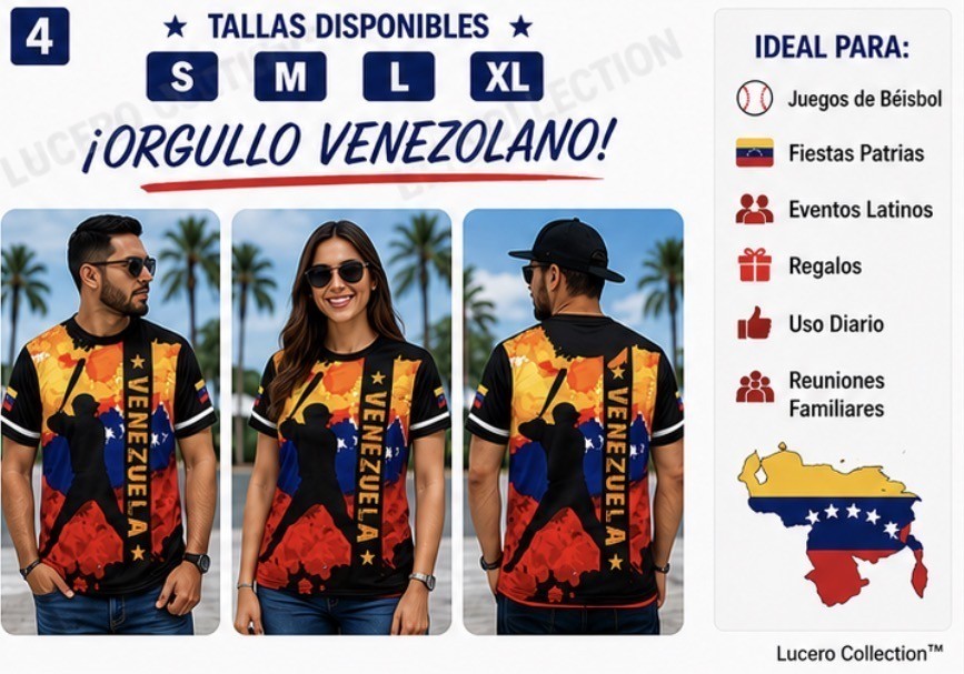 PLAYERA VENEZUELA DE CUELLO REDONDO ESTAMPADO EN 3D UNISEX MANGA CORTA gallery