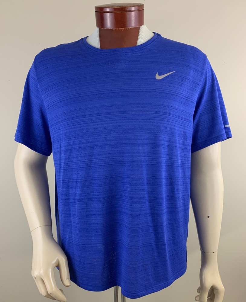 NIKE Men’s Miler Dri-Fit Short Sleeve Running Shirt T-Shirt Blue Size XL