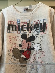 RARE Mickey Quilted Longsleeve Thermal Sweatshirt Size Large