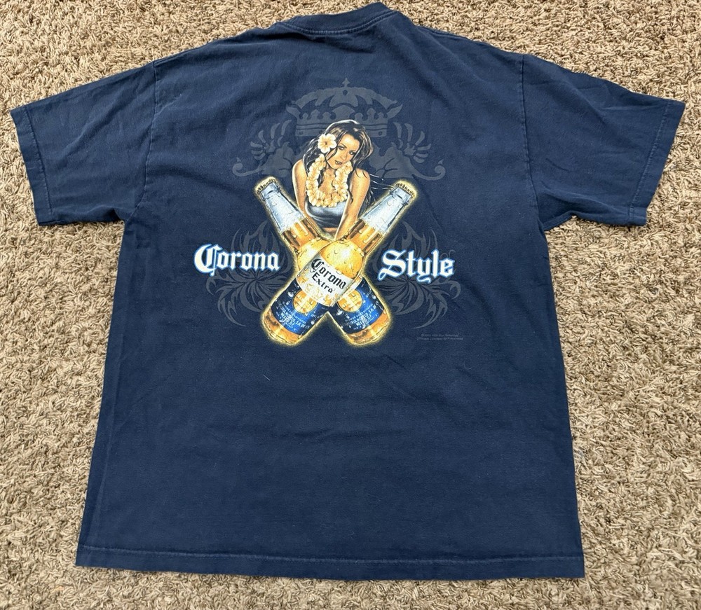 Vintage AAA Corona Extra Beer Blue Corona Style Shirt Mens Size XL