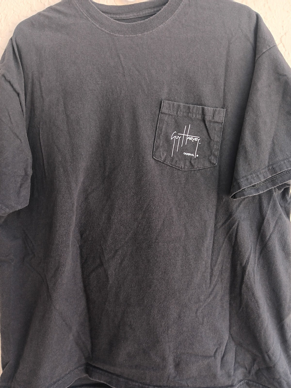Guy Harvey By AFTCO Bluewater T Shirt Mens Sz XL Graphic Logo Pocket Black Flaw gallery