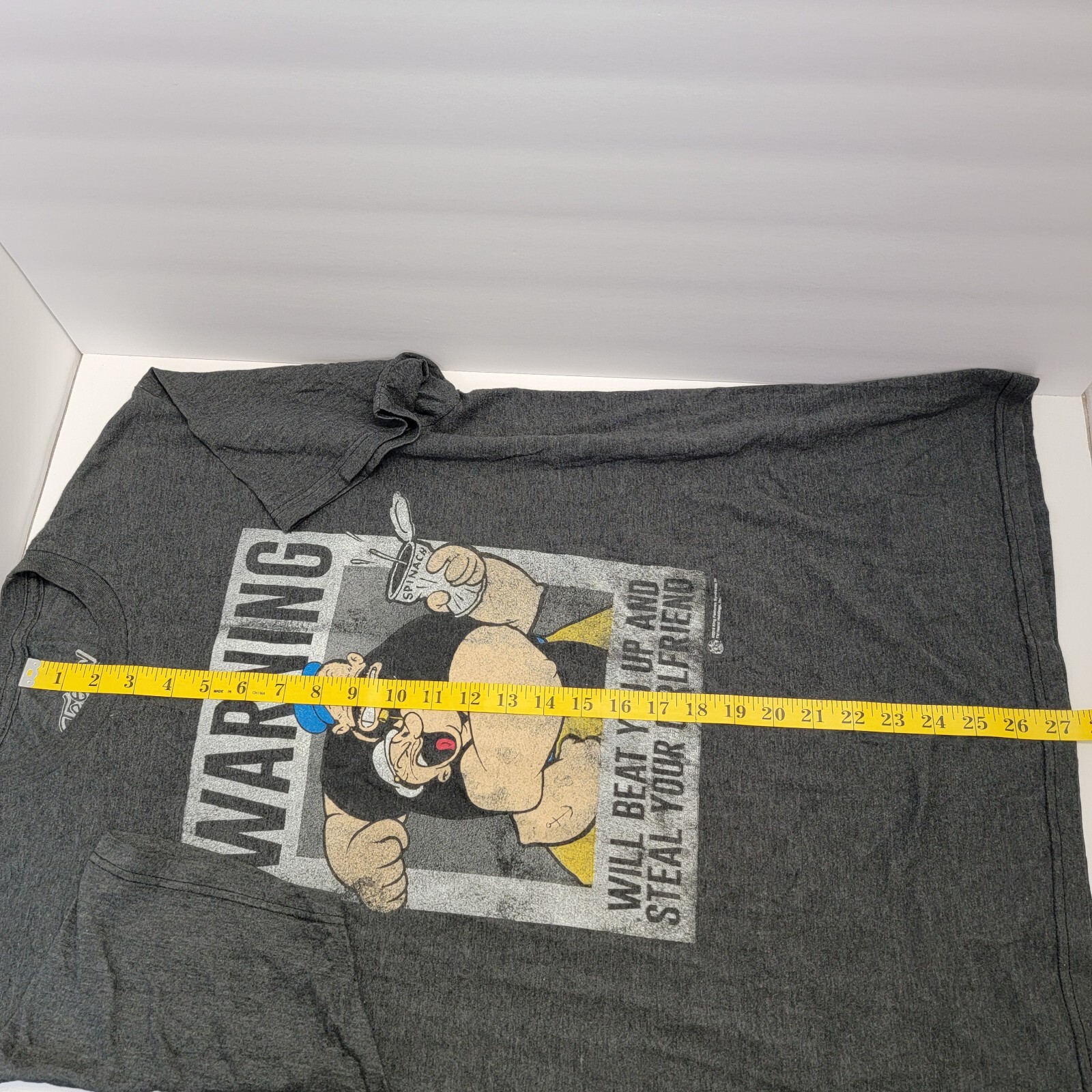 Tee Luv Mens Dark Grey Popeye/Brutus Warning Beat you up steal your GF T-shirt L gallery