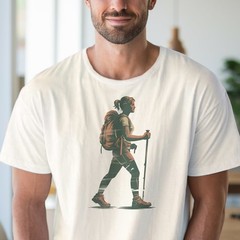 Hiker Adventurer Graphic Tee Retro Outdoor Explorer Design