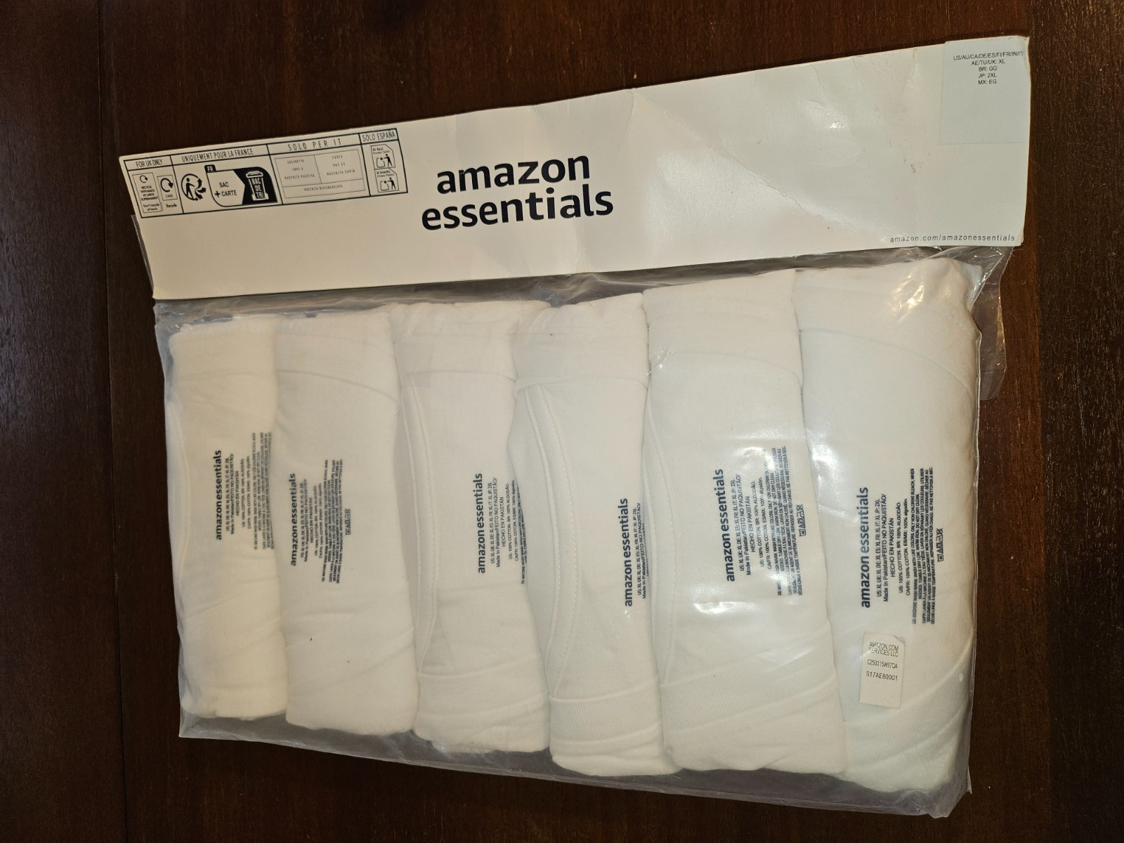 6 Pack White V Neck Amazon Essential T Shirt- 6 Pack New in package Size XL gallery
