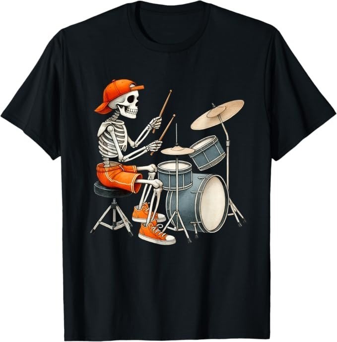 Skeleton Drums Halloween Costume Funny Drummer Men Boys Kids T-Shirt - H027 gallery
