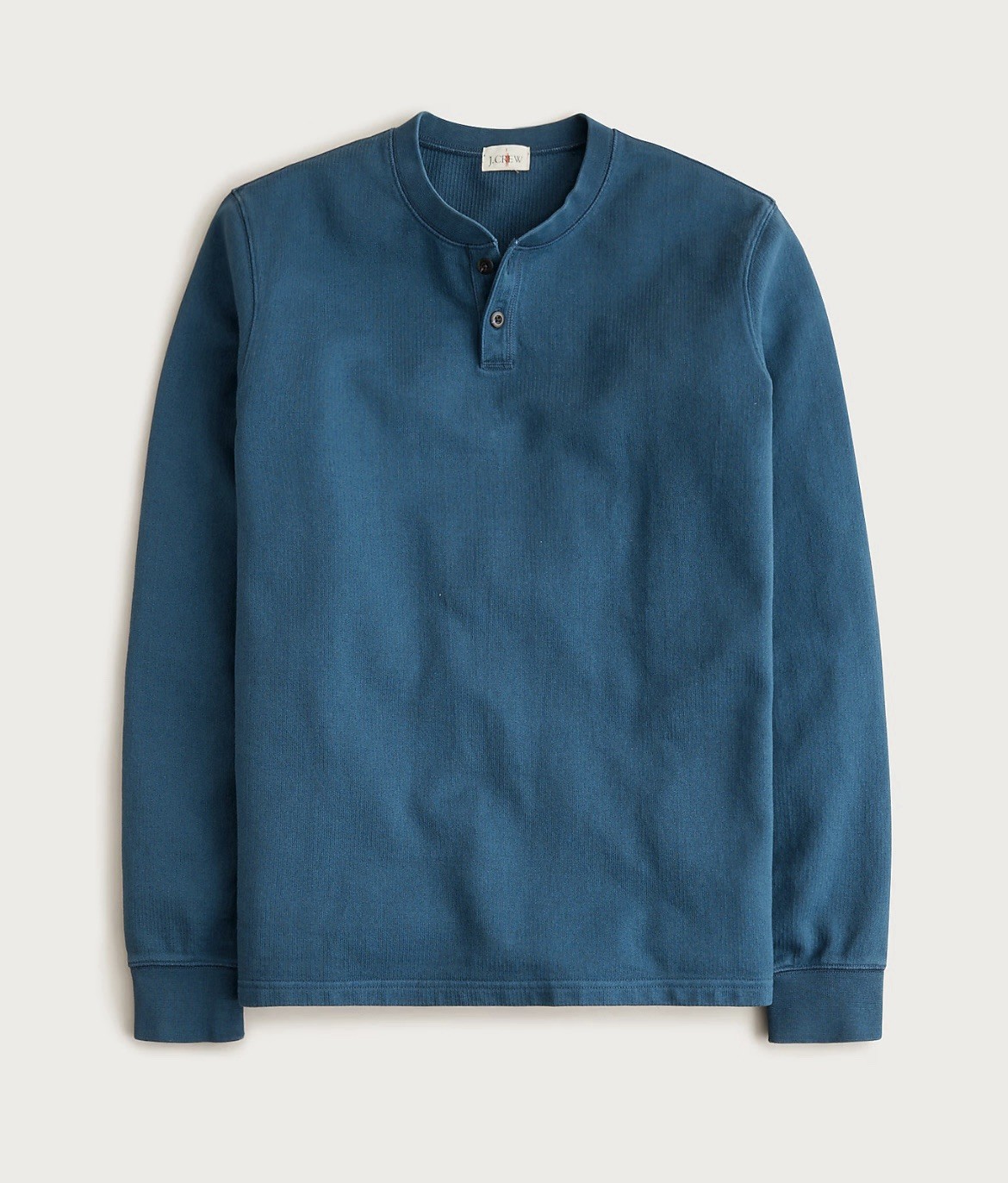 J. CREW Dense cotton herringbone henley in Granite Blue Size M $79.50 CR408
