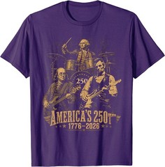 250 Years Patriot Guitar Drum Band American Flag 1776 2026 T-Shirt