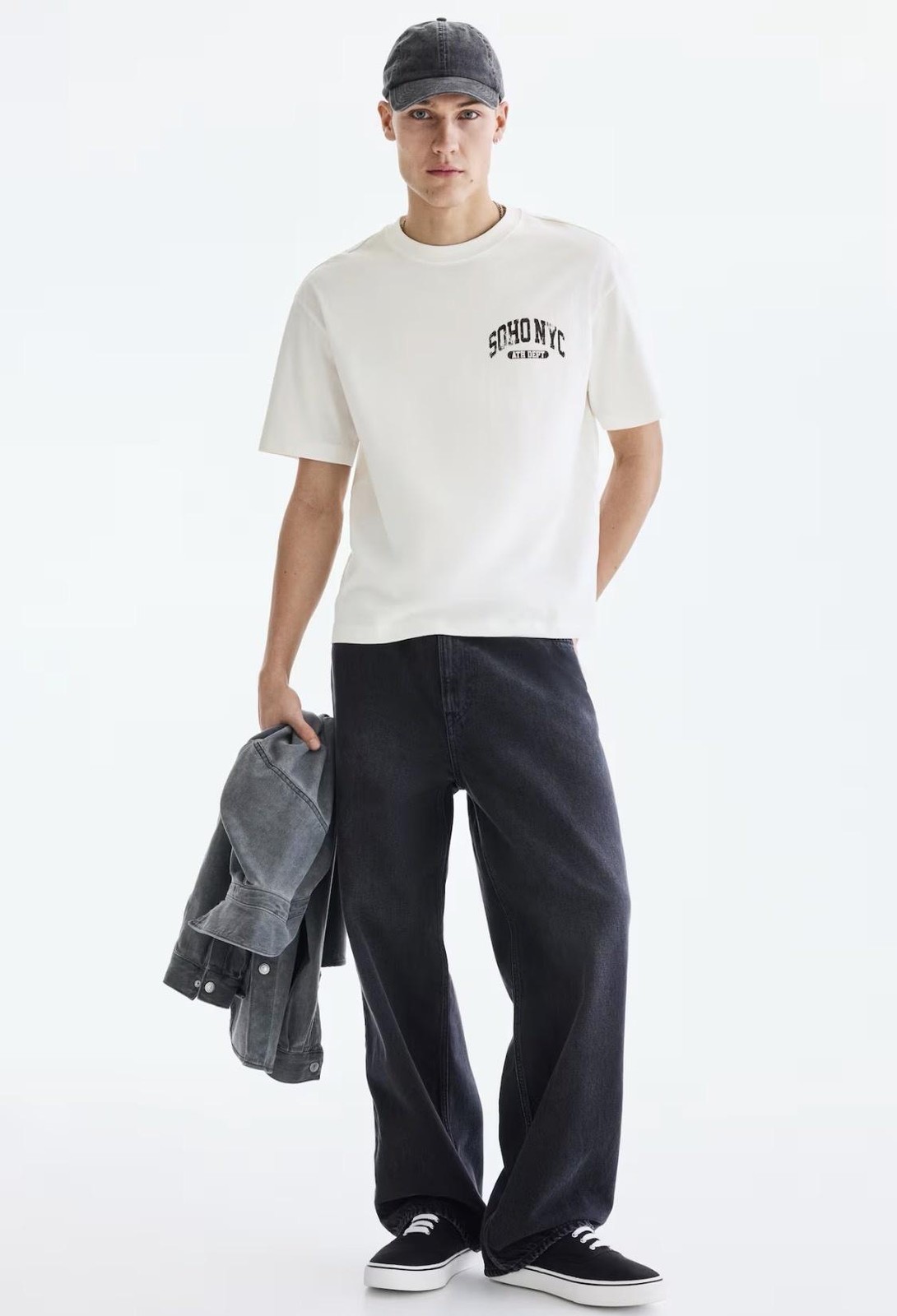 H&M Soho NYC Ath Dept Shirt Mens Medium White Graphic Tee Loose Fit Cotton NEW M gallery