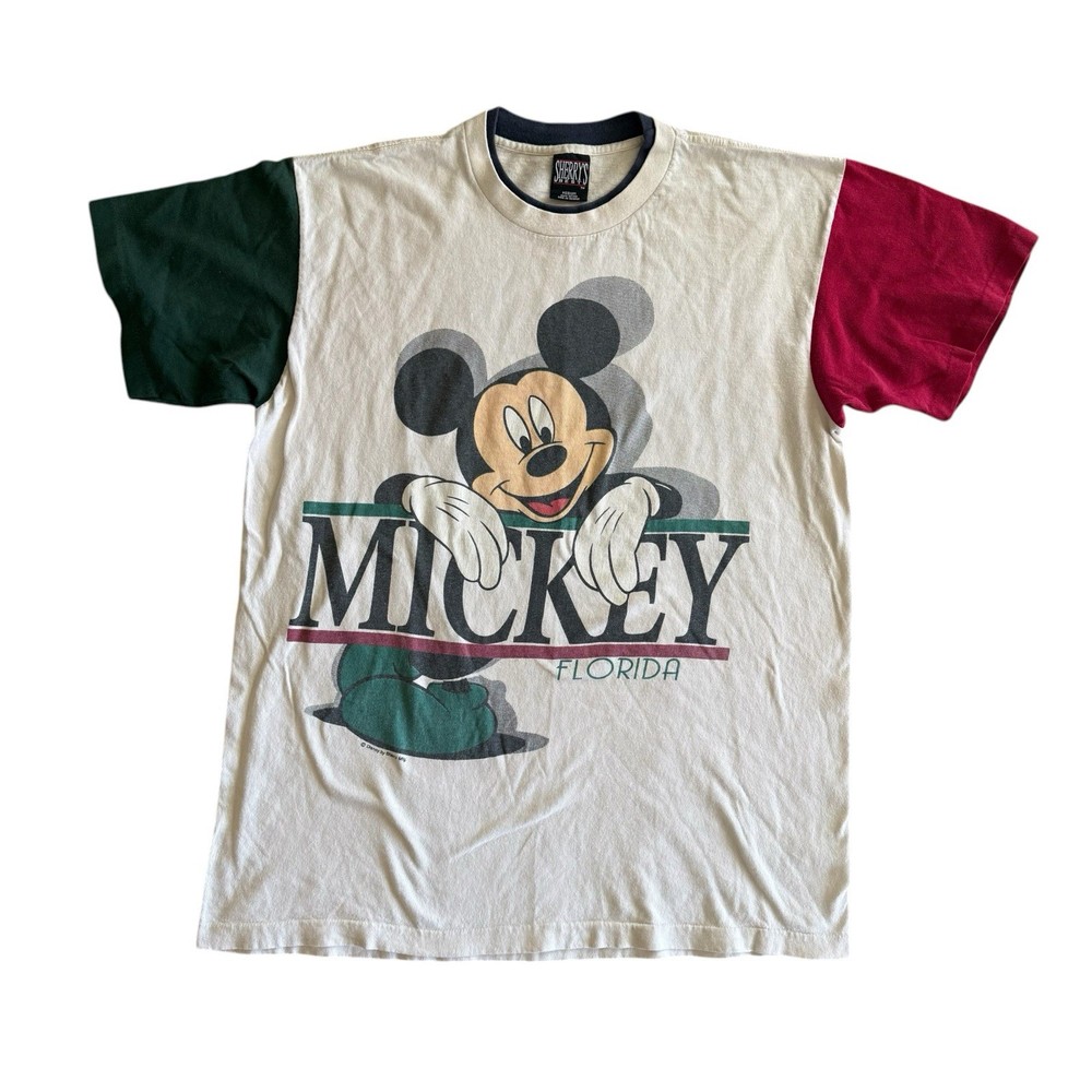 VTG 90’s Mickey Mouse T-Shirt Sz Medium Colorblock Front And Back Print