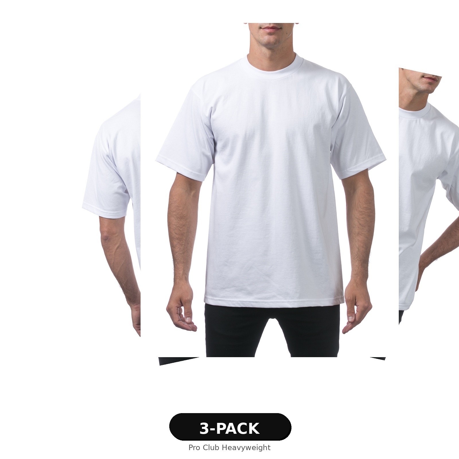 3 Pack Pro Club Heavyweight T-Shirt Crew Neck Cotton Tee S M LXL 2XL White Black gallery