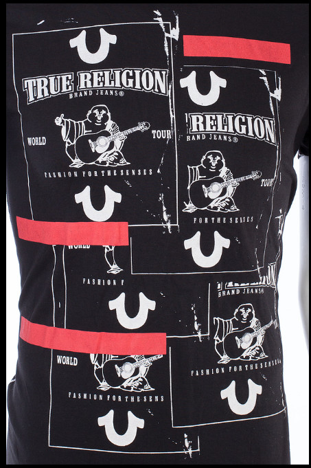 $69 TRUE RELIGION Black BUDDHA TAPE Short Sleeve Designer Graphic T-shirt NWT gallery