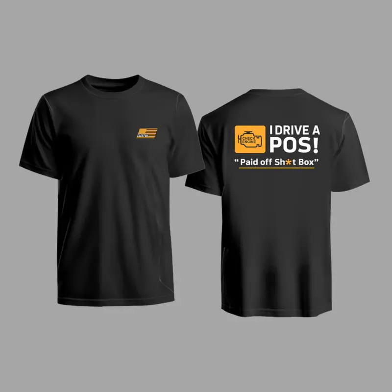 Cleetus I Drive A POS T-Shirt Check Engine Paid Off Sht Box Graphic