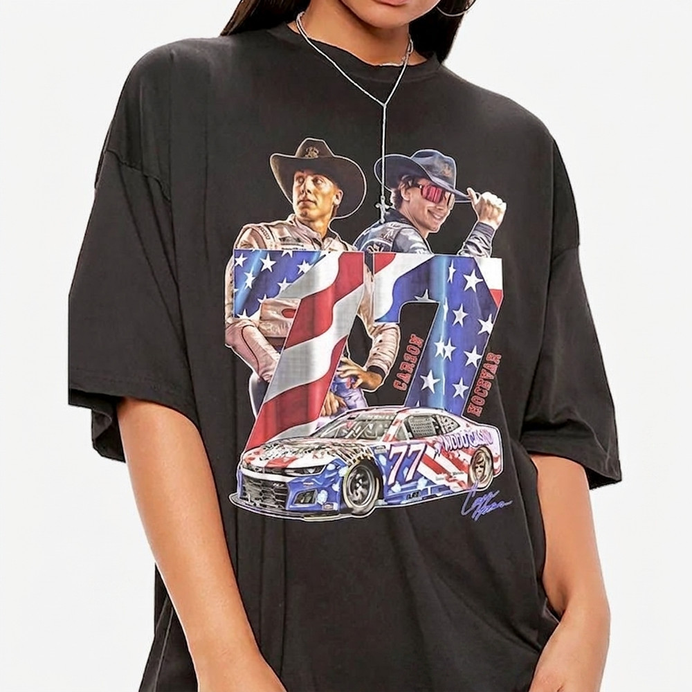 Nascar 77 Carson Hocevar Graphic Tee, Retro 90s Bootleg Rap Tee, Carson Hocevar