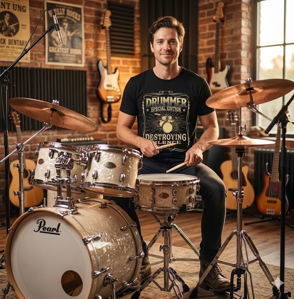 Drummer Special Edition Destroying Silence - Drumming Lover T-Shirt - H044 gallery
