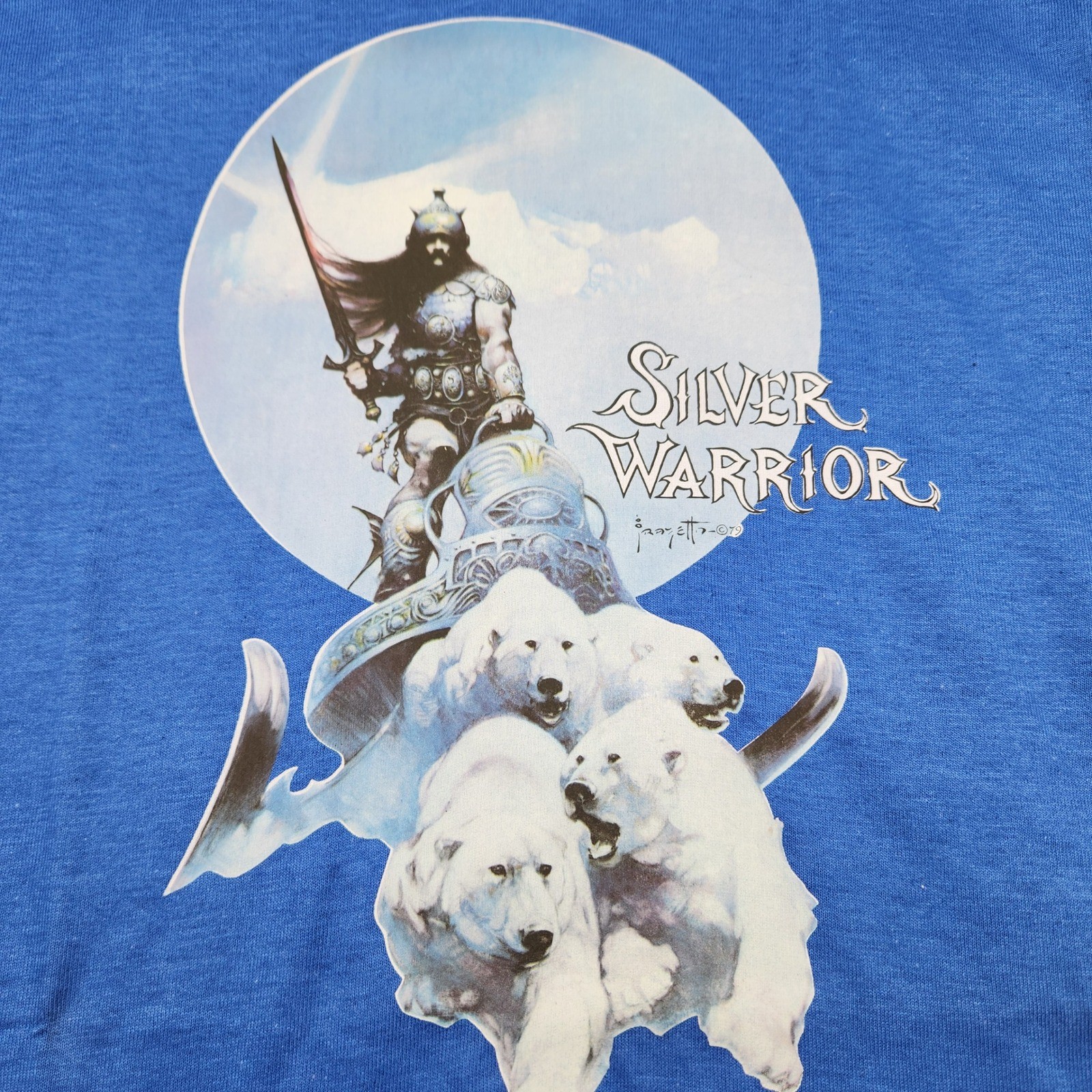 Screen Stars Silver Warrior Graphic T Shirt XL Blue 50 Cotton 50 Poly made usa gallery