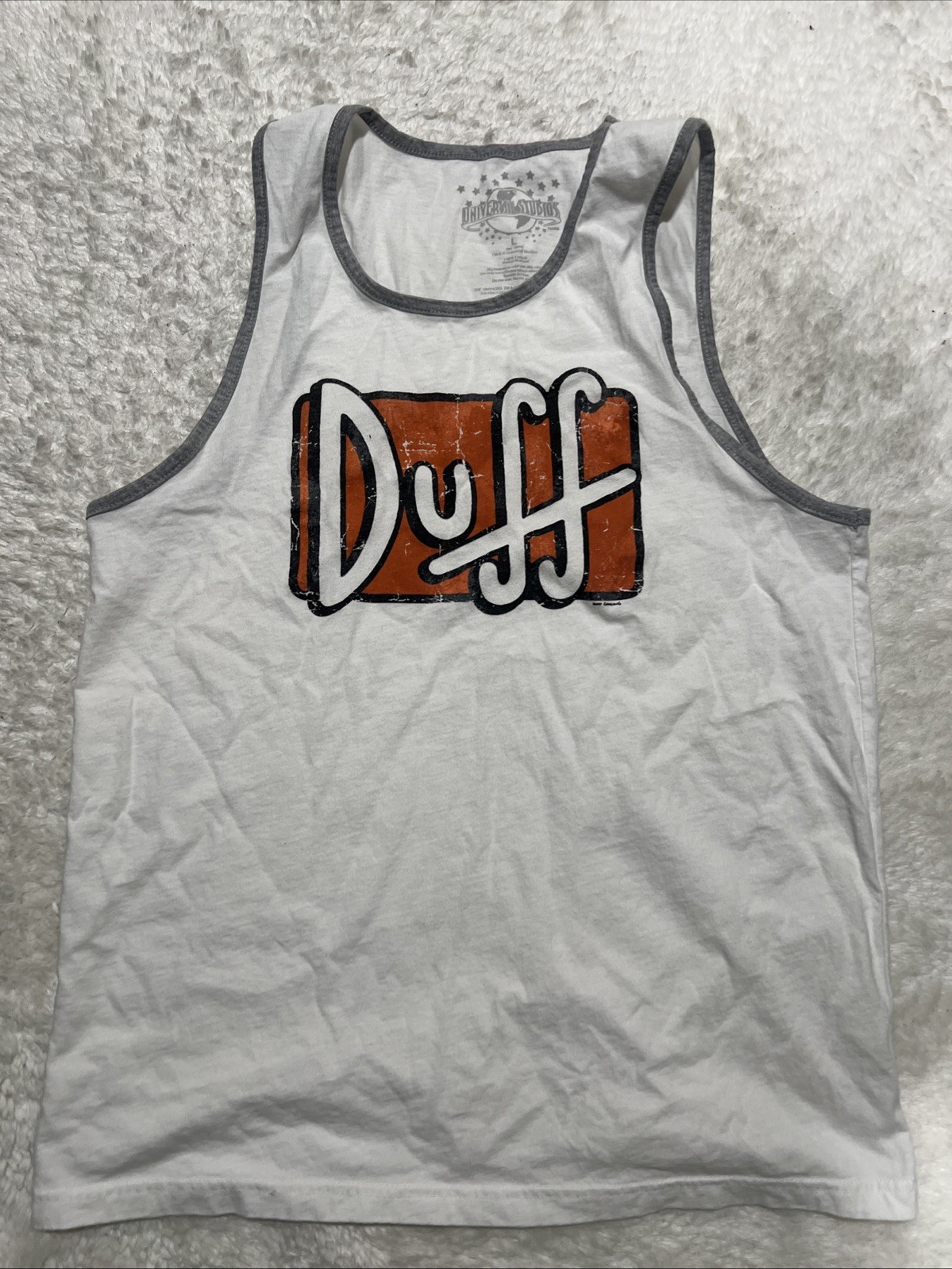 Universal Studios The Simpsons Duff Bear Large White Tank Top gallery