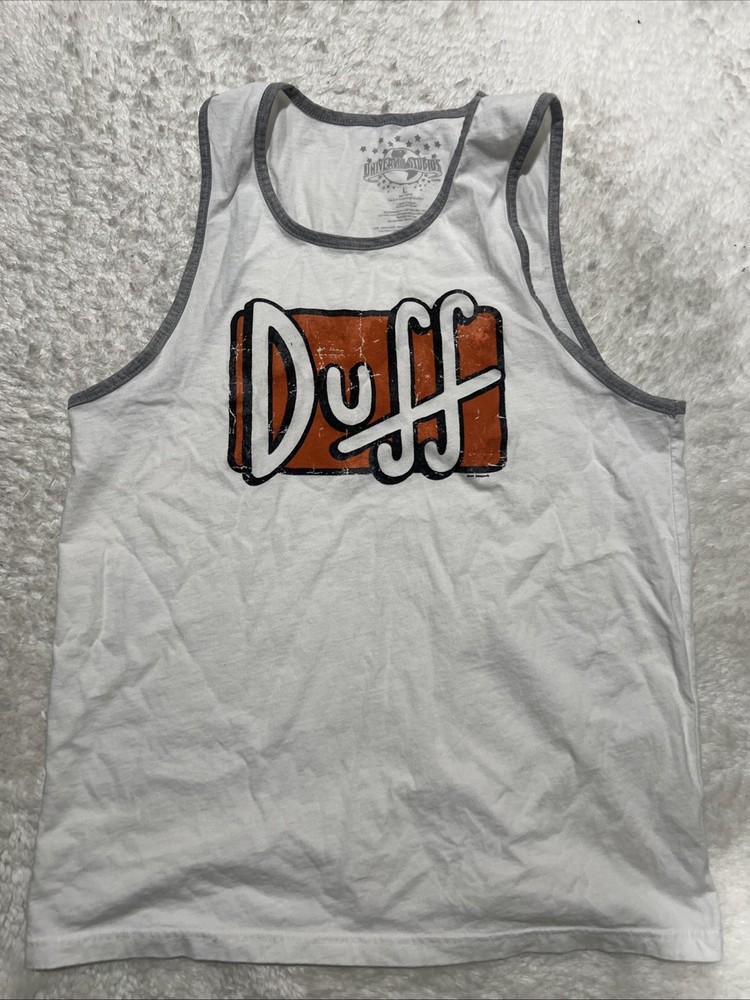 Universal Studios The Simpsons Duff Bear Large White Tank Top