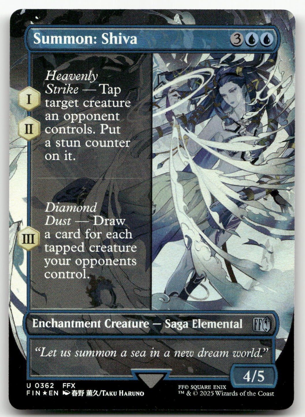Summon: Shiva (Borderless) #362 (Foil) (NM) Final Fantasy FIN Magic MTG